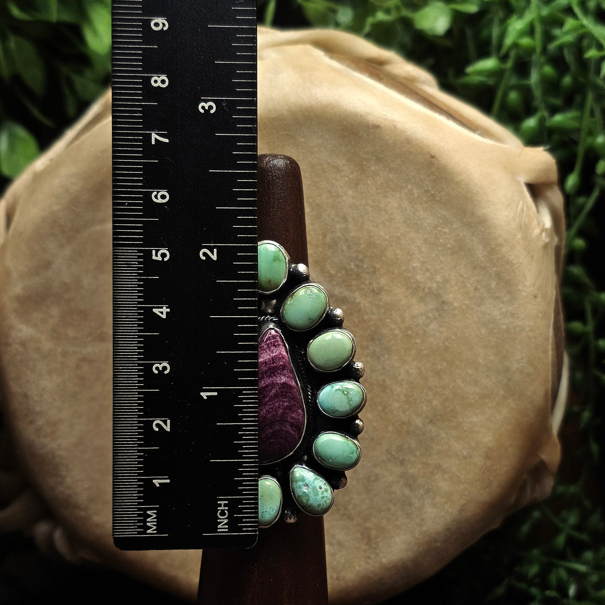 Adjustable Sonoran Turquoise ring w/ Spiny Oyster