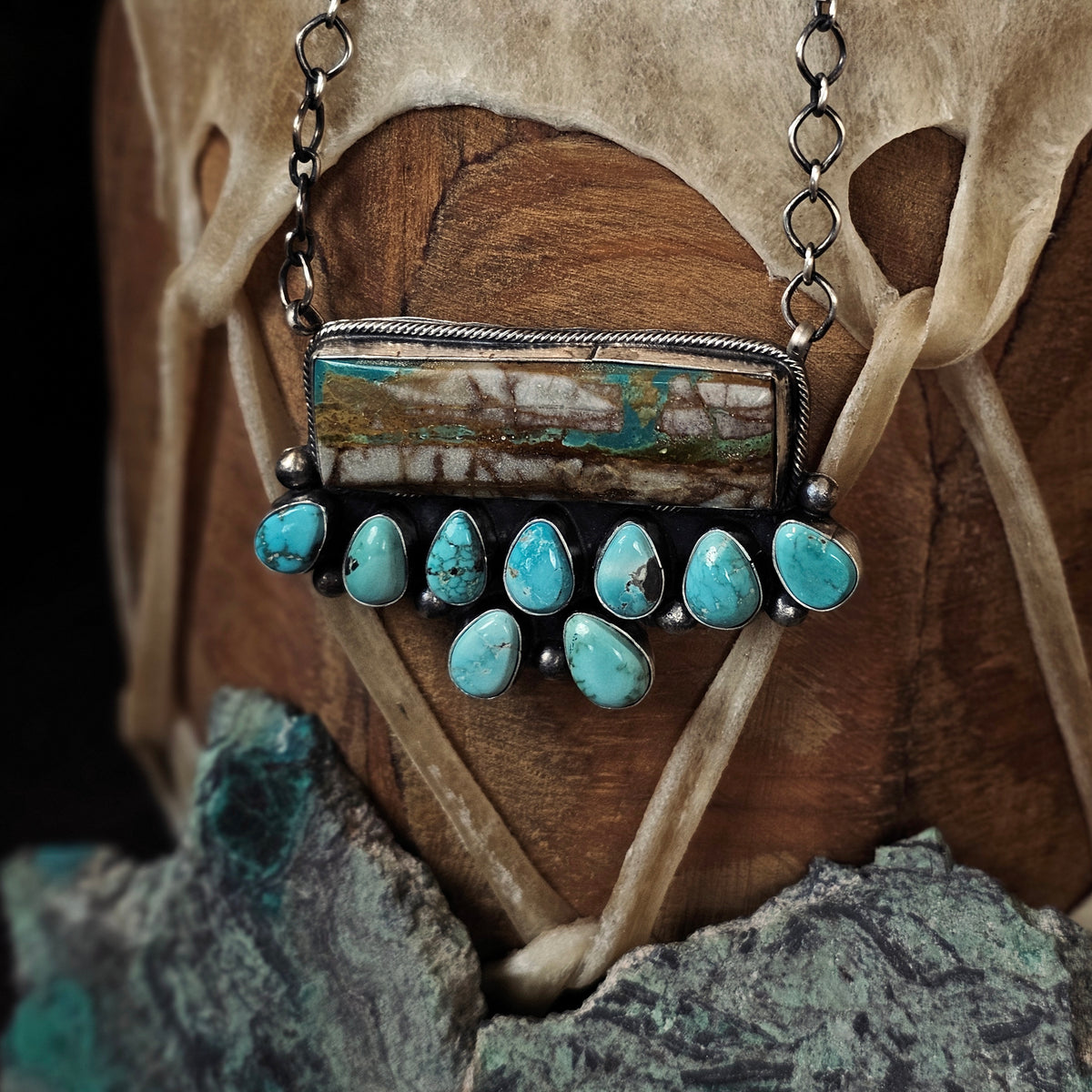 Boulder Turquoise Necklace w/ White Water Turquoise