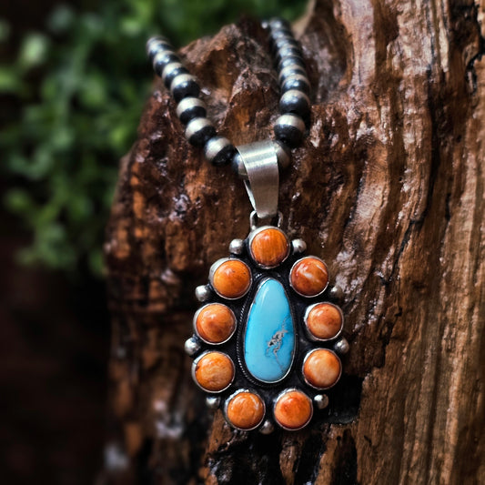White Water Turquoise Necklace w/ Spiny Oyster