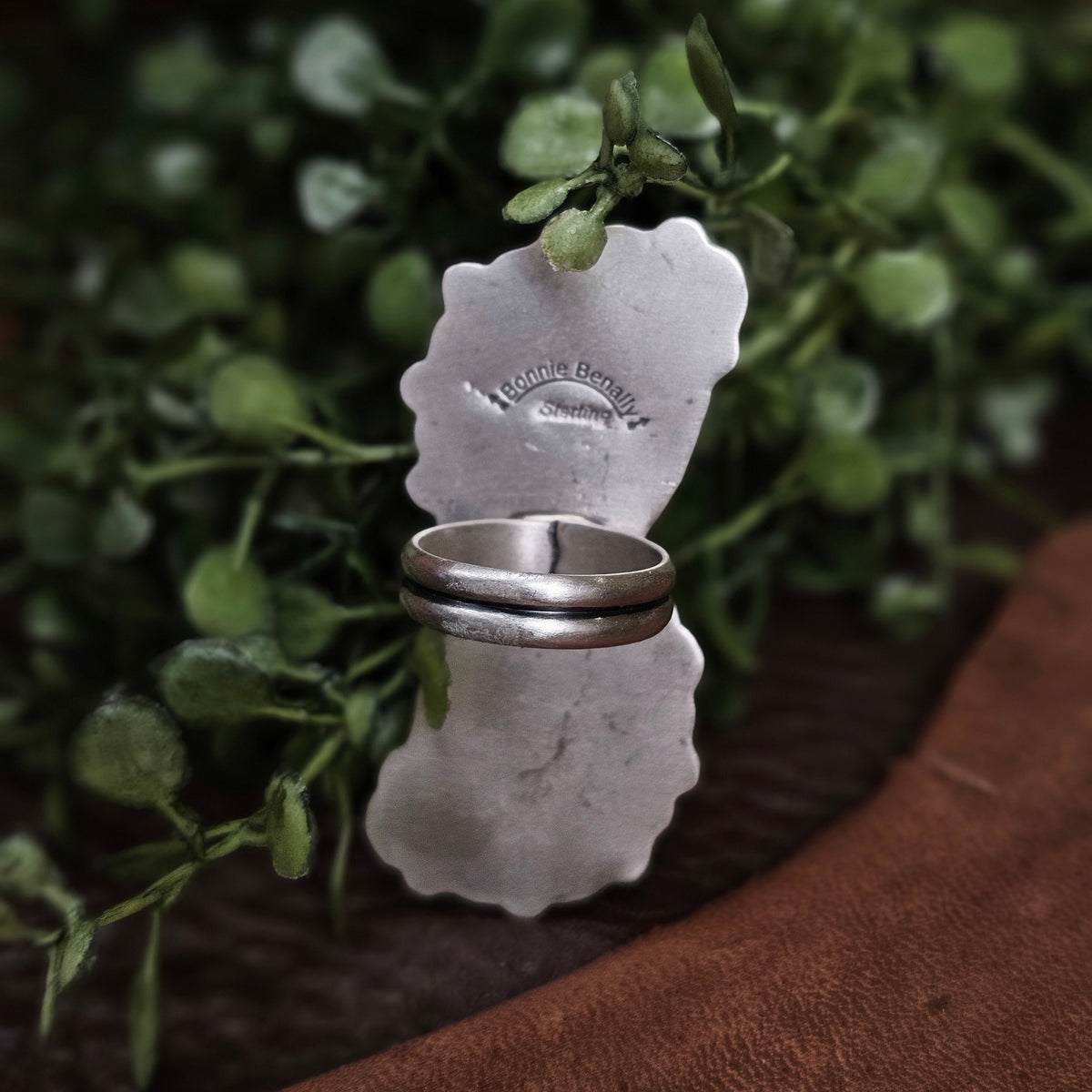 White Water Turquoise Ring w/ White Buffalo - Size 6.5
