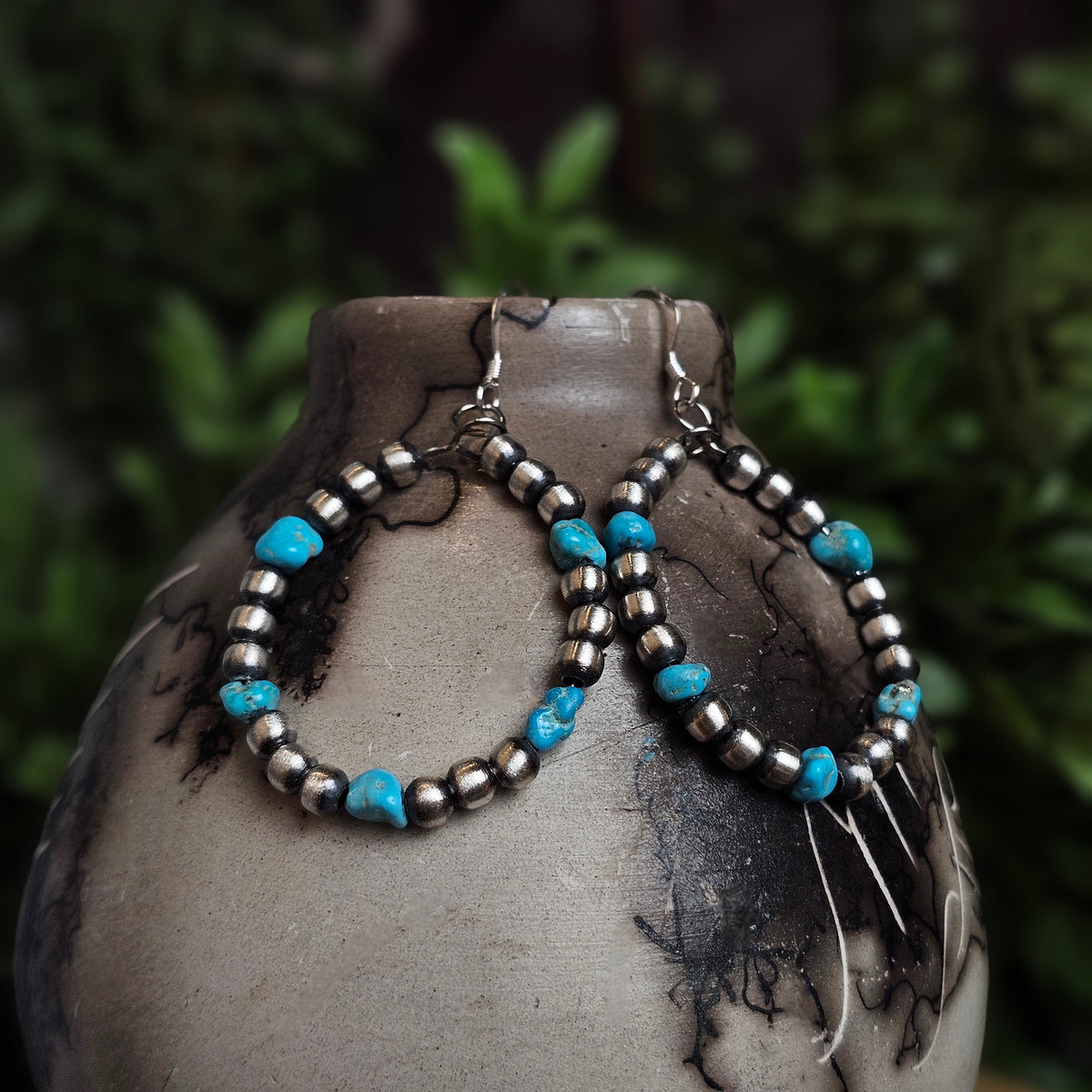 Navajo Pearl Earrings w/ Kingman Turquoise