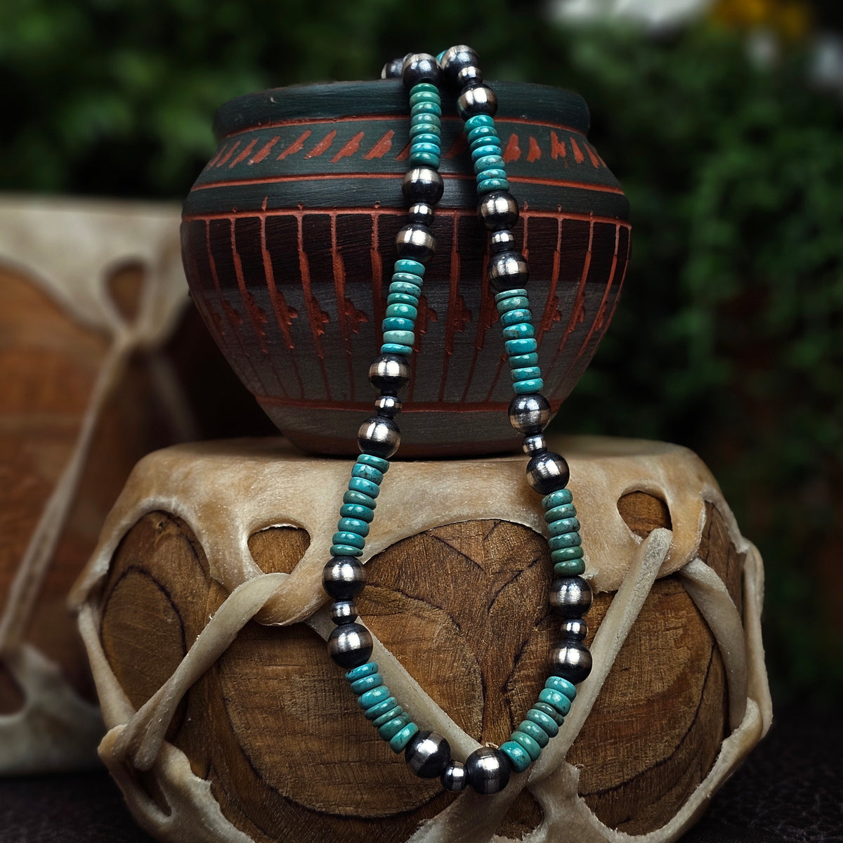 20in. Navajo Pearl Necklace w/ Royston Turquoise Heishi Beads