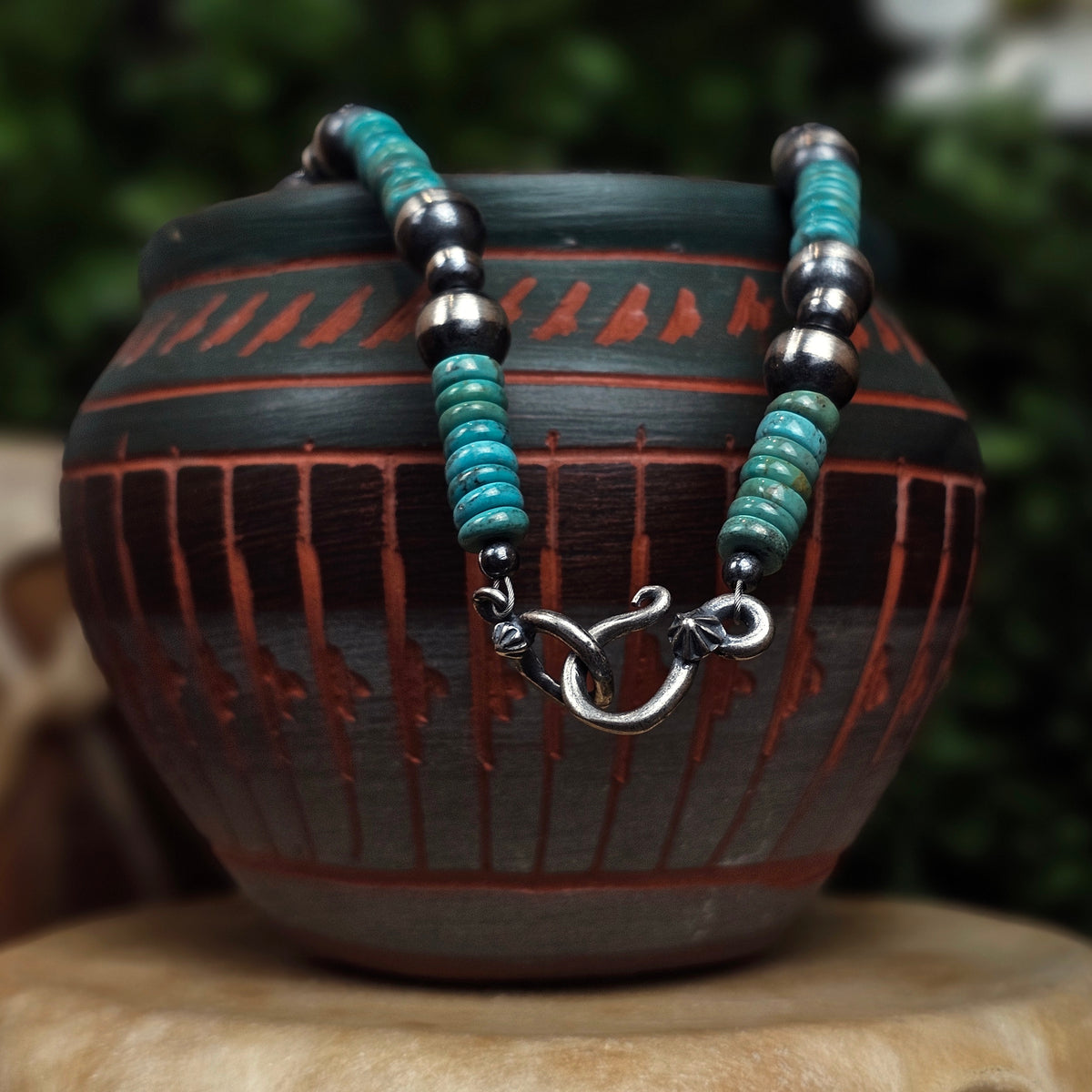 20in. Navajo Pearl Necklace w/ Royston Turquoise Heishi Beads