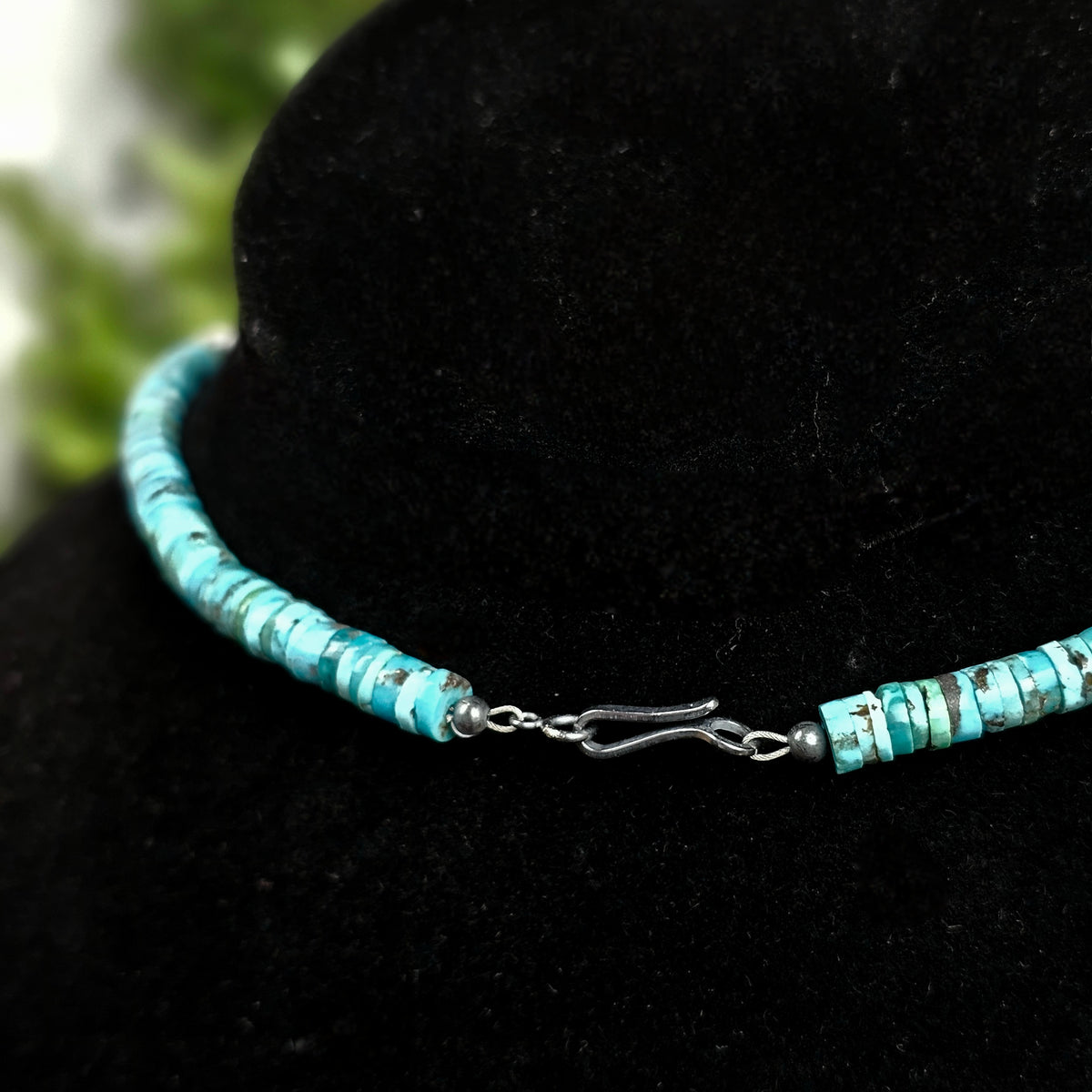 20in. Kingman Turquoise Heishi Necklace w/ Navajo Pearls
