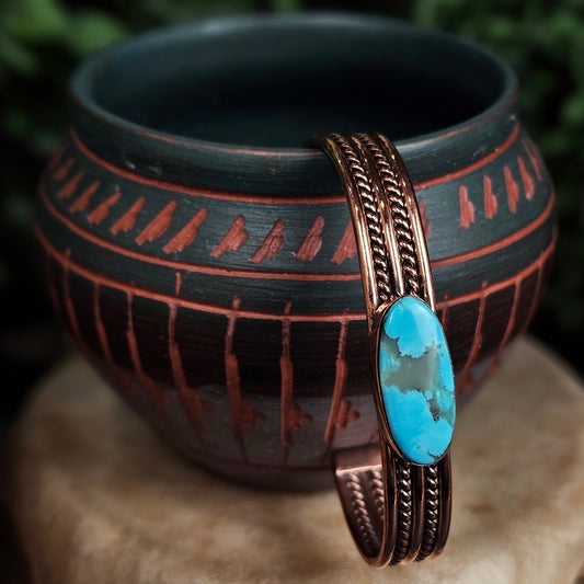 Copper Bracelet w/ Kingman Turquoise