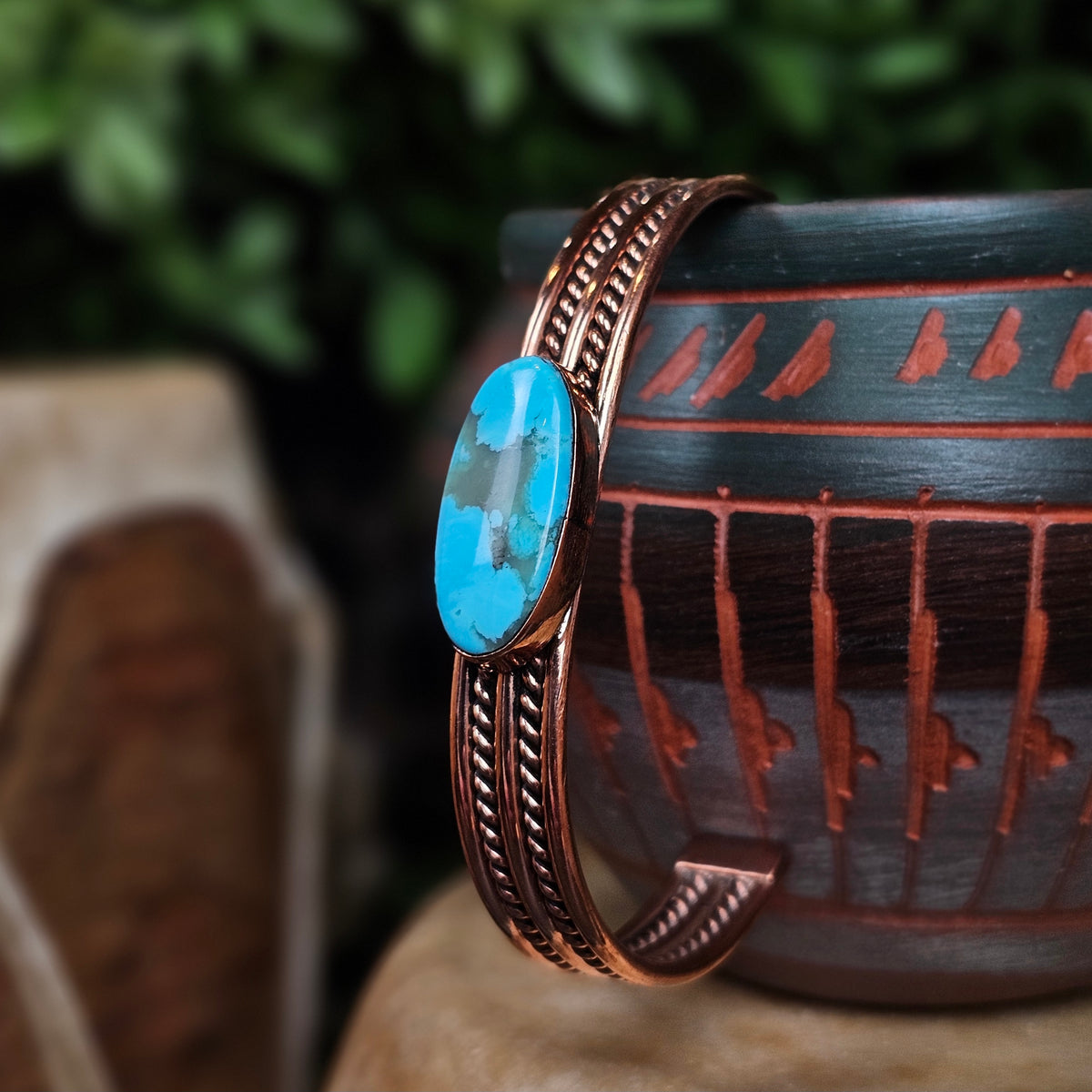 Copper Bracelet w/ Kingman Turquoise