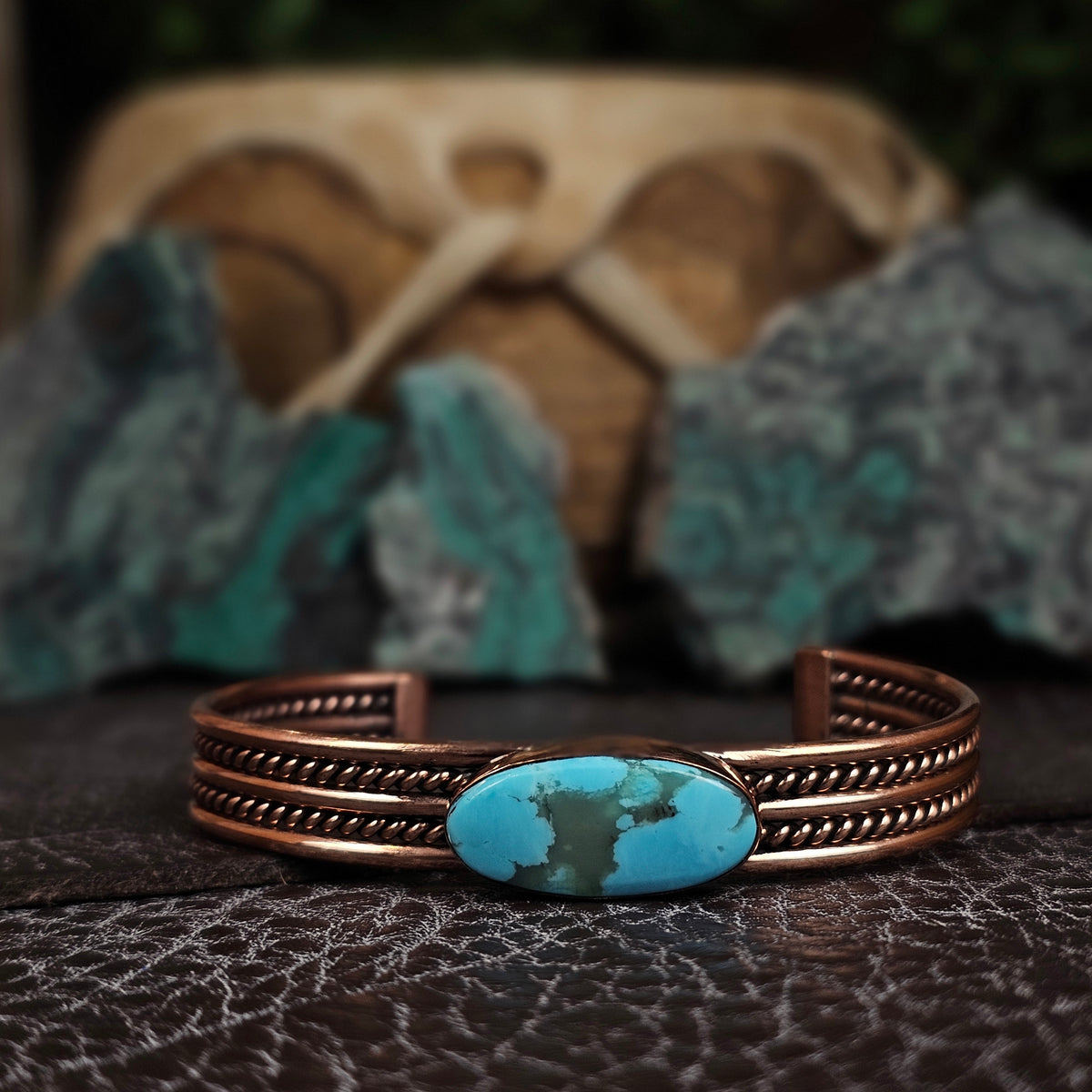 Copper Bracelet w/ Kingman Turquoise