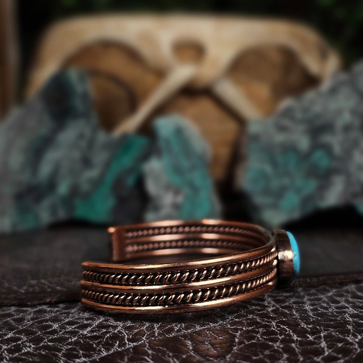 Copper Bracelet w/ Kingman Turquoise