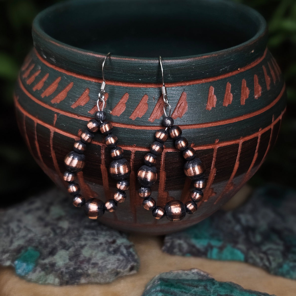 Navajo Pearl Earrings w/ Copper