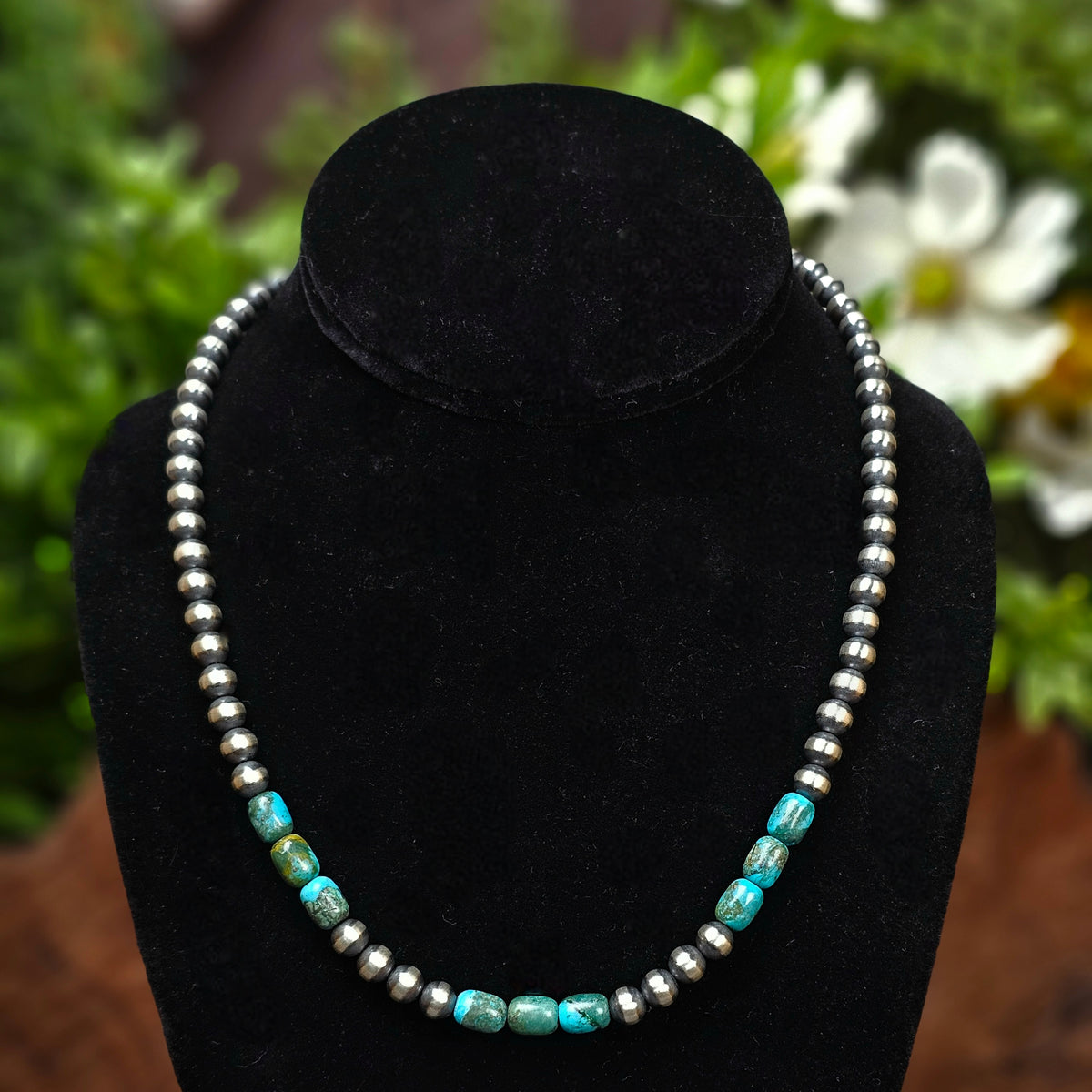 18in. Navajo Pearl Necklace w/ Royston Turquoise