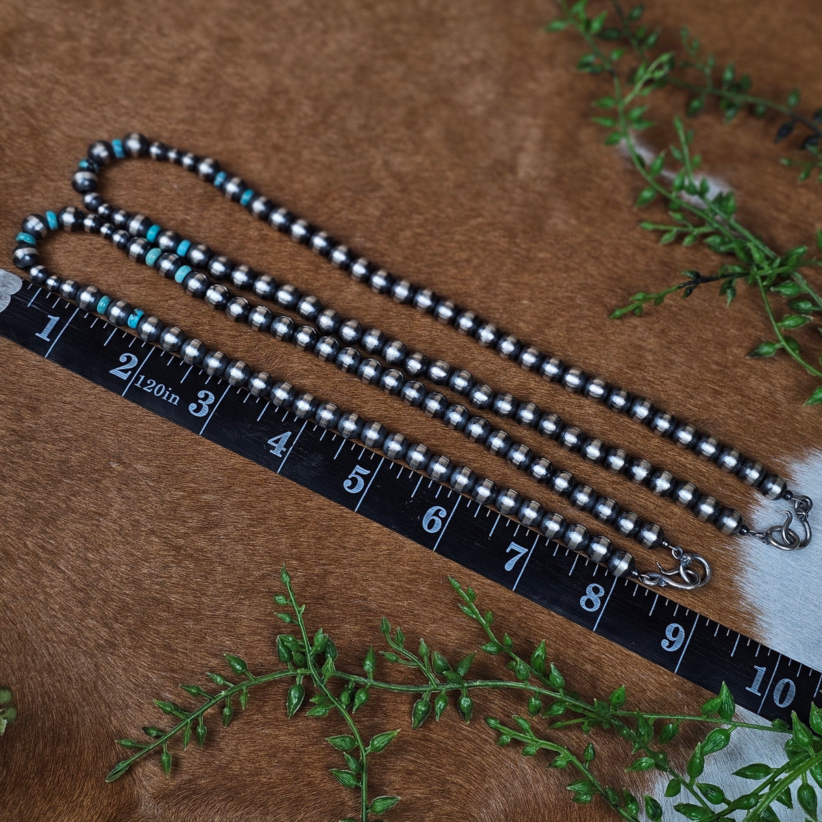 Navajo Pearl Necklace w/ Kingman Turquoise - Various Lengths