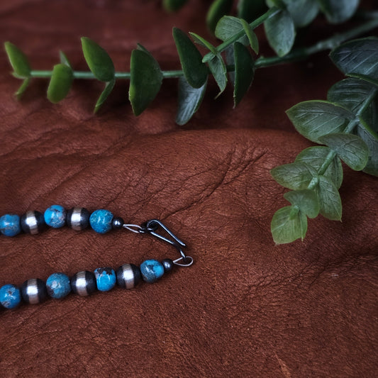 16in. Navajo Pearl Necklace w/ Kingman Turquoise