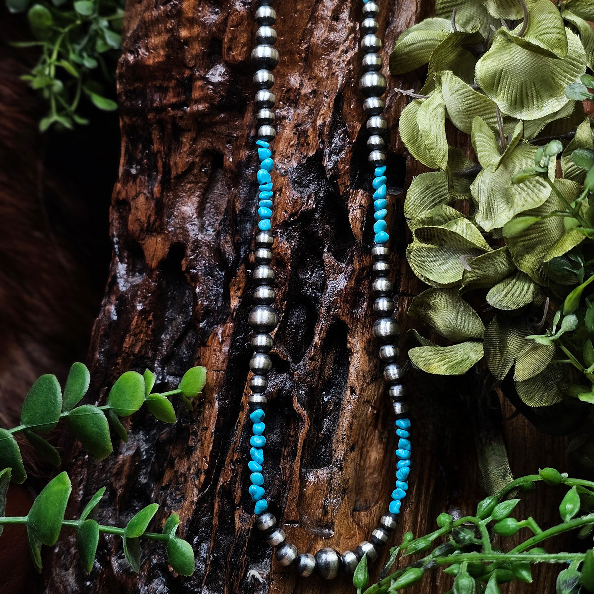 16in. Navajo Pearl Necklace w/ Kingman Turquoise