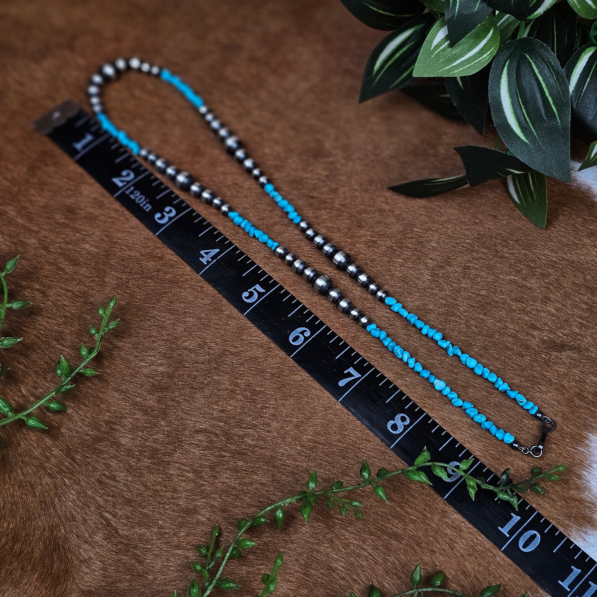 16in. Navajo Pearl Necklace w/ Kingman Turquoise