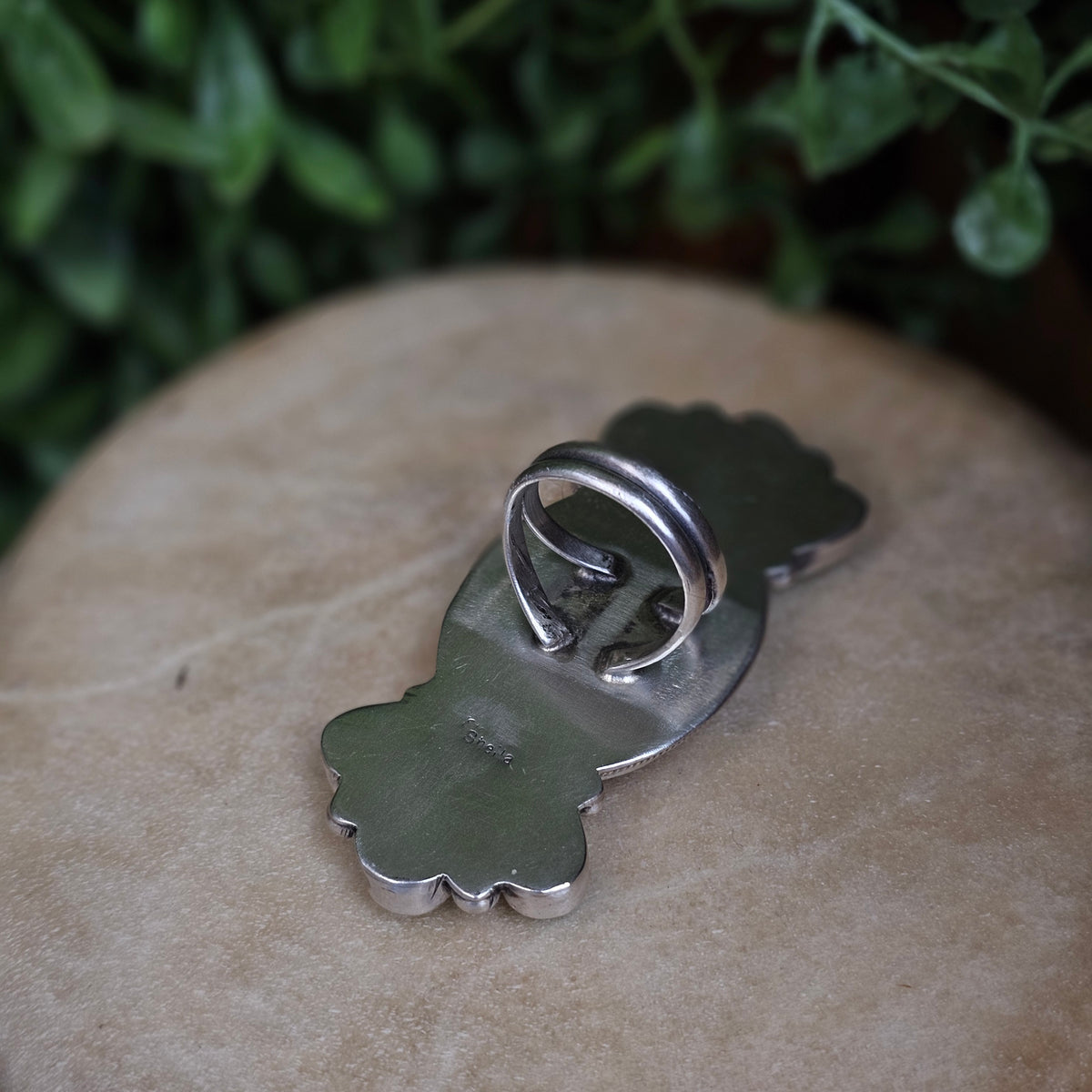 Boulder Turquoise Ring w/ White Water Turquoise - Size 7.5