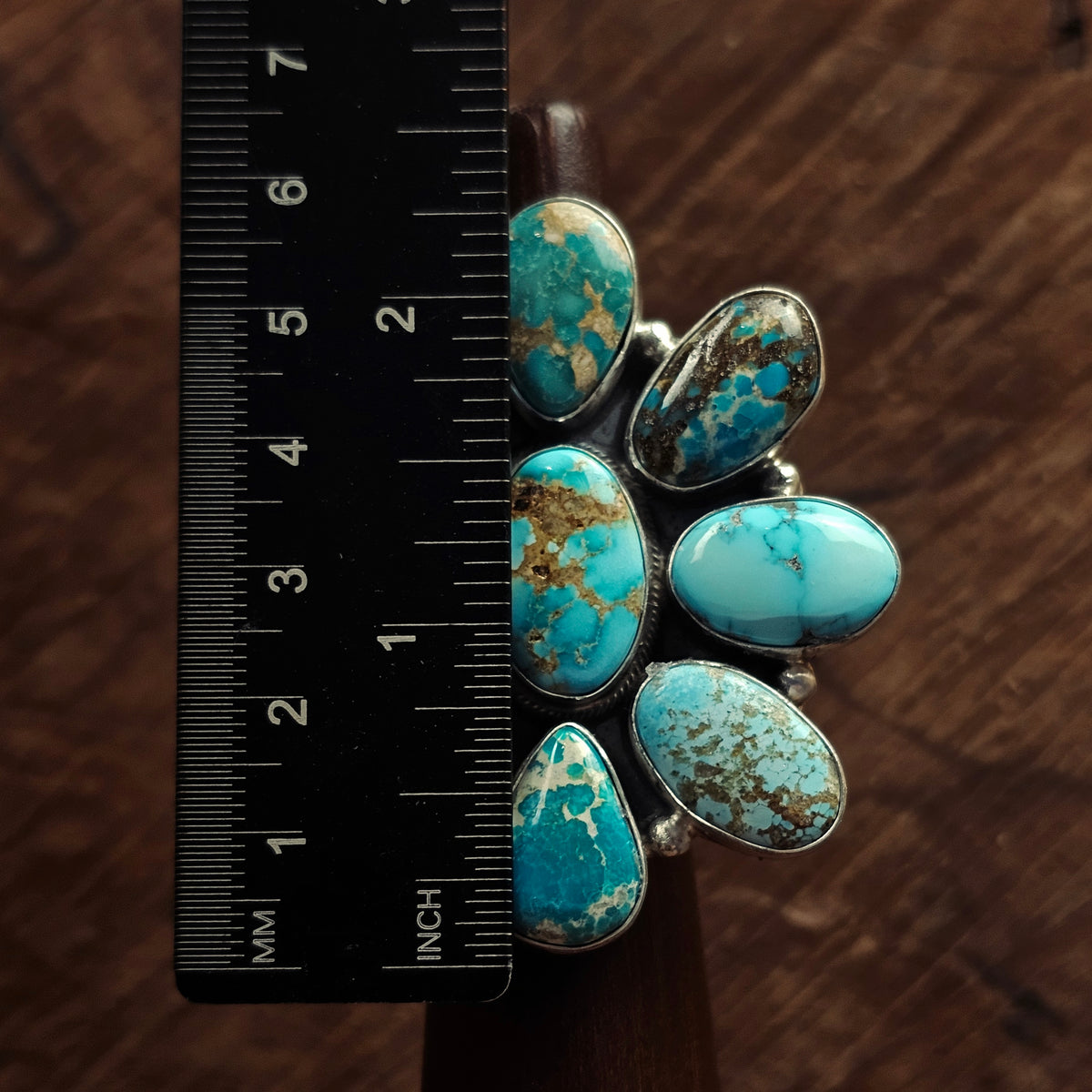 Boulder Turquoise Ring w/ Kingman Turquoise and White Water Turquoise - Size 9