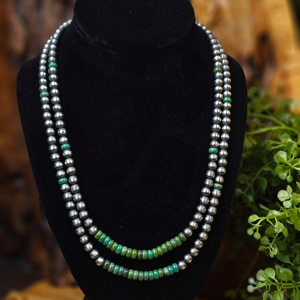 Navajo Pearl Necklace w/ Sonoran Turquoise - Various Lengths