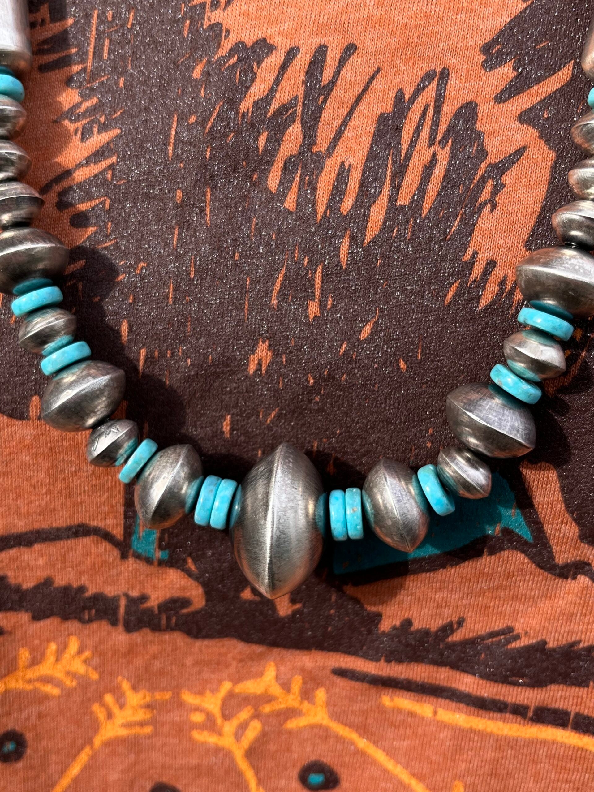 Navajo Pearl and Kingman Turquoise Necklace