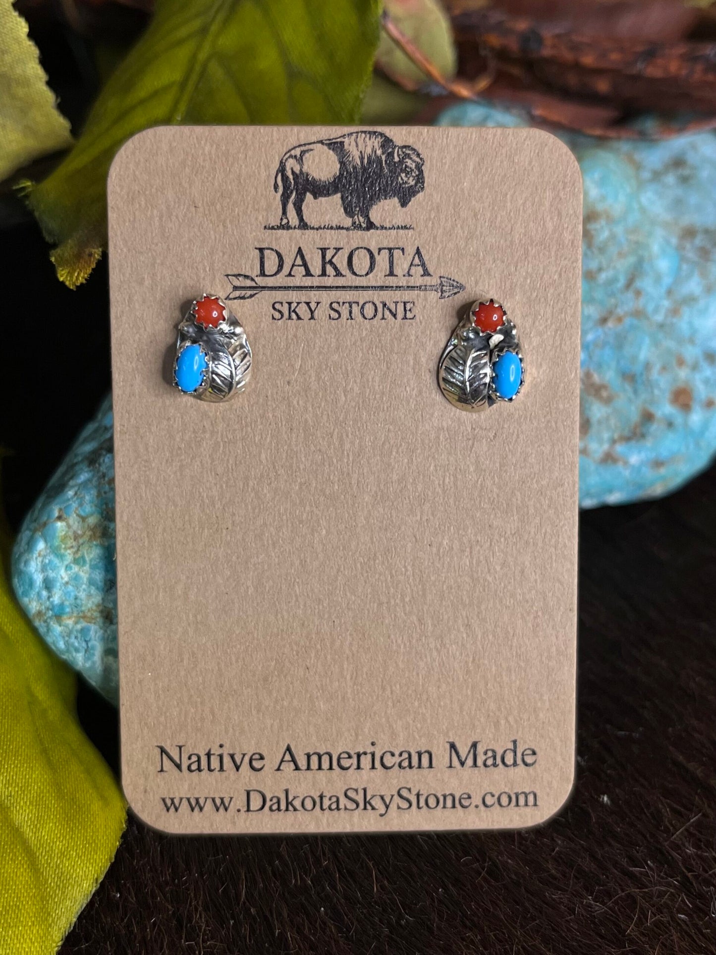 Coral and Sleeping Beauty Turquoise Earrings