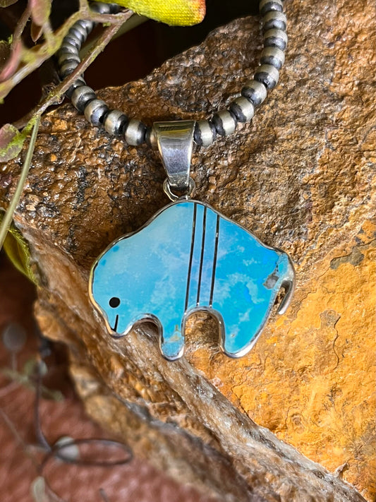 Zuni Necklace with Kingman Turquoise Inlay