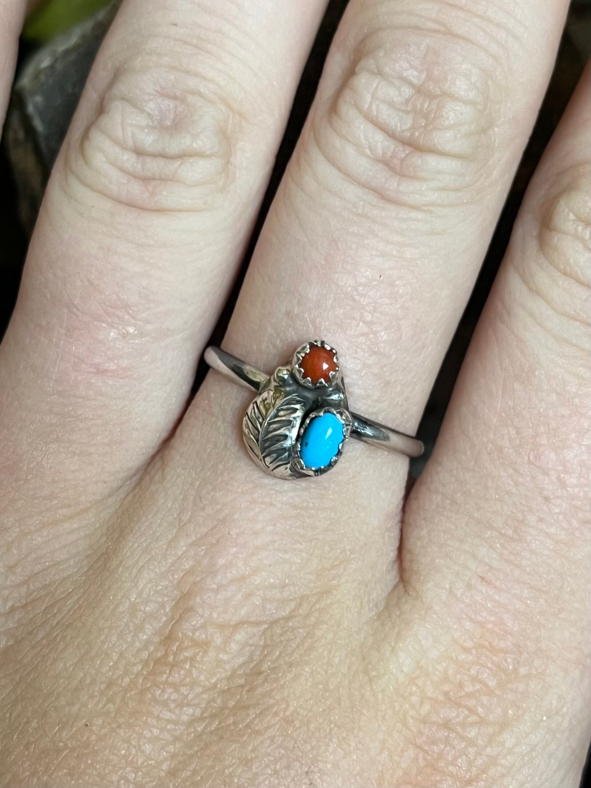 Sleeping Beauty &amp; Coral Ring - Various Sizes