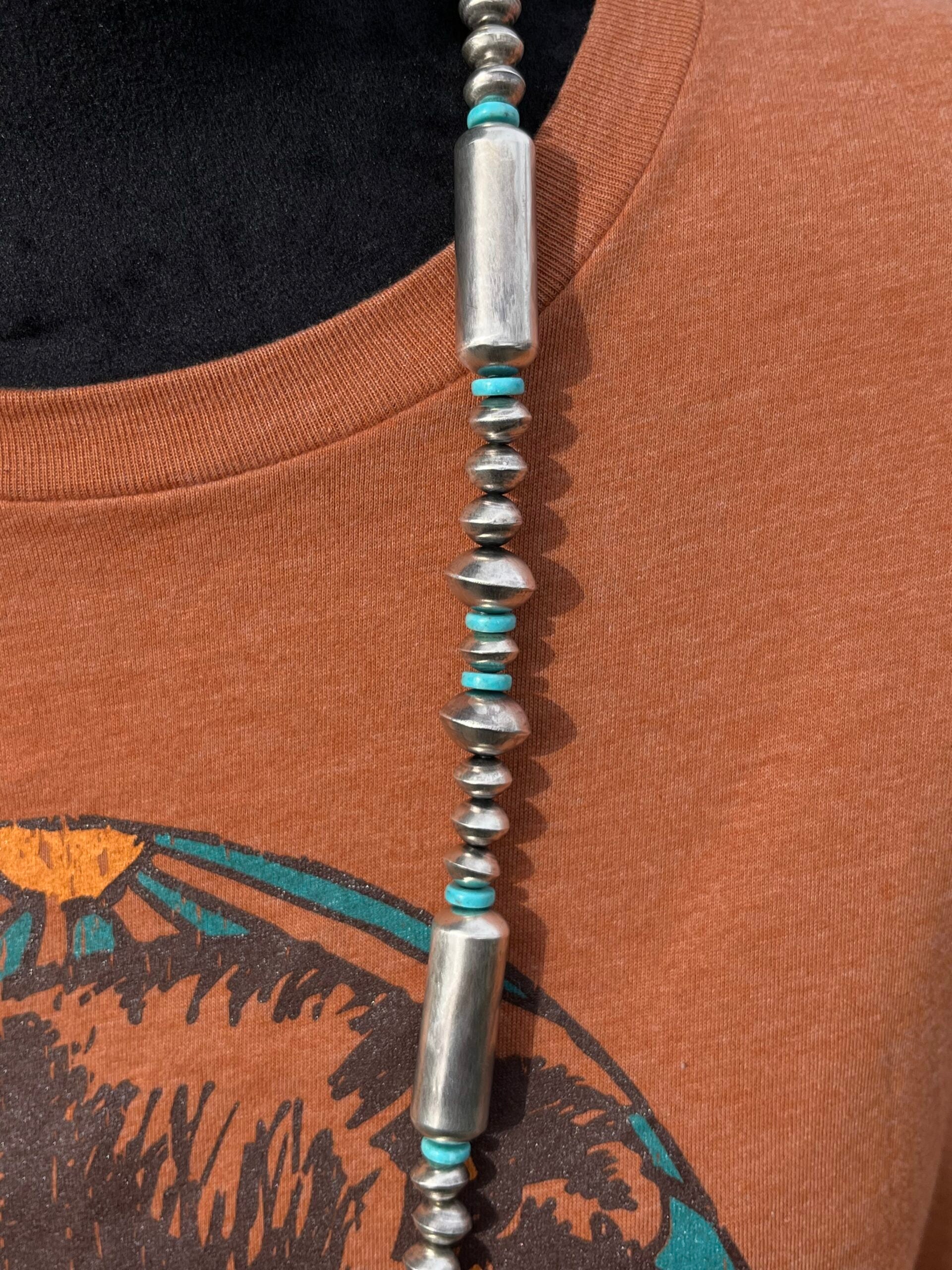 Navajo Pearl and Kingman Turquoise Necklace