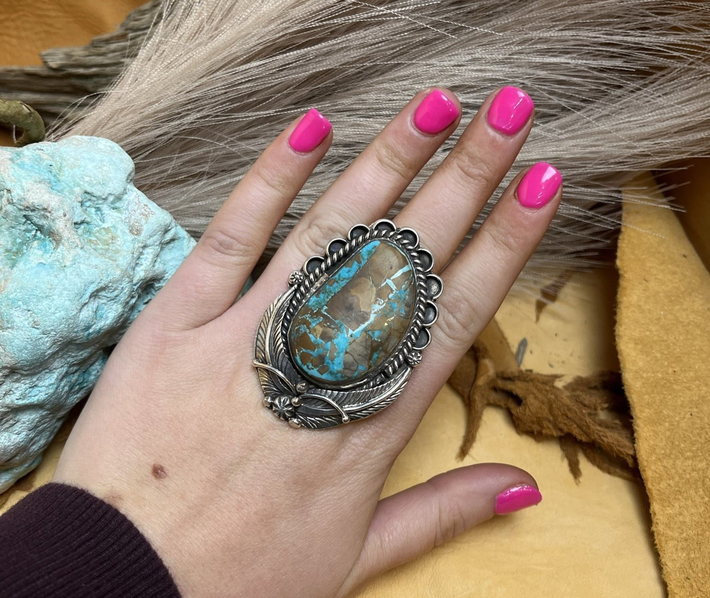 Adjustable Boulder Turquoise Ring