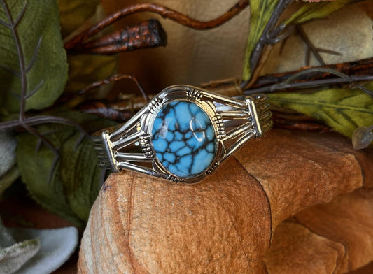 Kingman Spiderweb Turquoise Bracelet