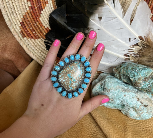 Boulder and Kingman Turquoise Ring Sz. 9