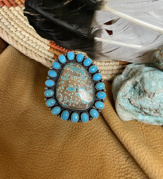 Boulder and Kingman Turquoise Ring Sz. 9