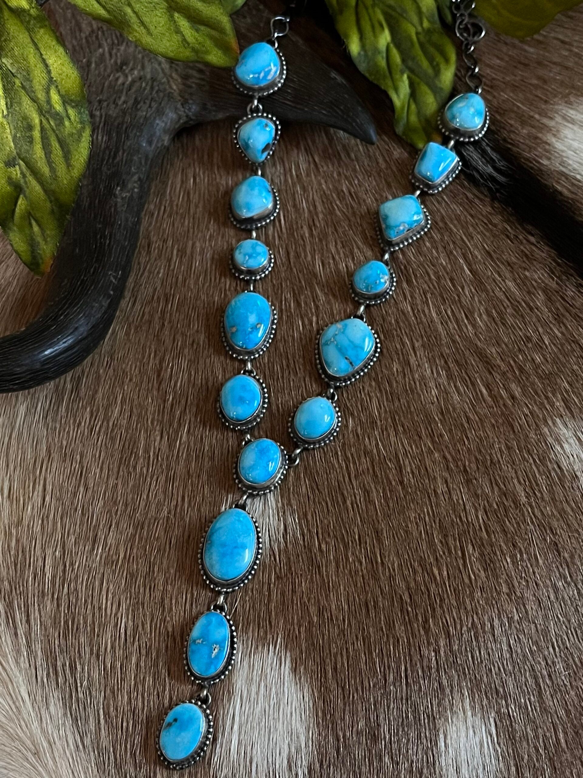 Kingman Turquoise Lariat Necklace