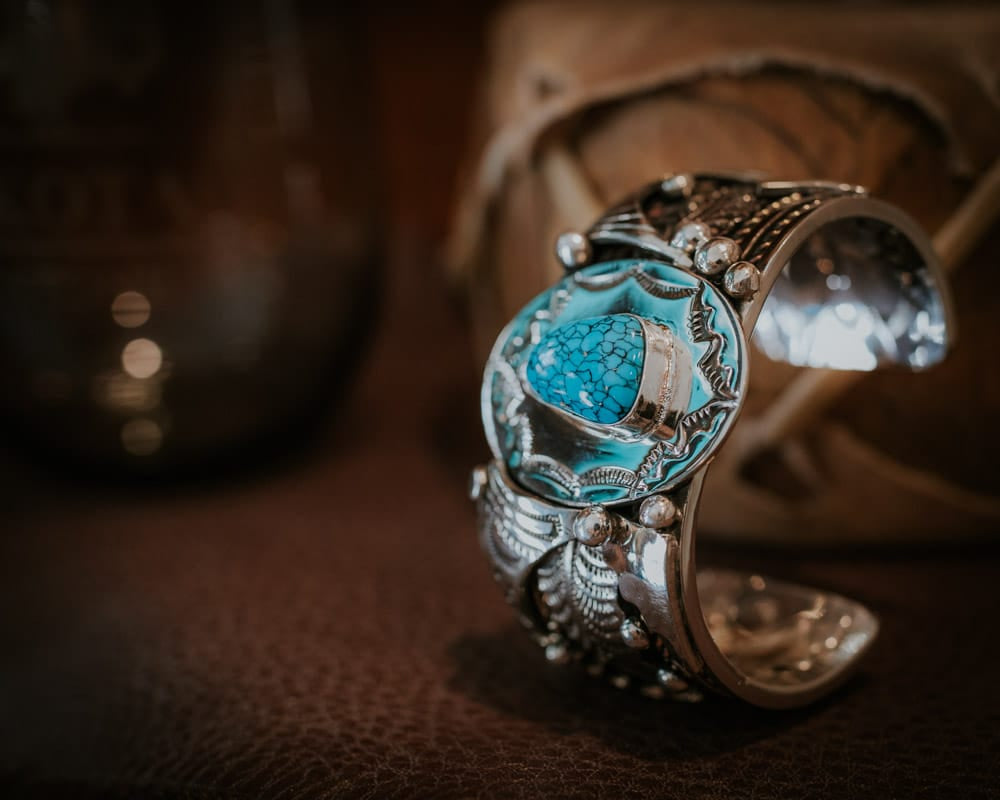 Kingman Web Turquoise Bracelet