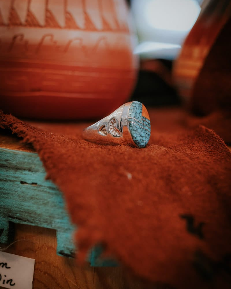 Kingman Turquoise &amp; Spiny Oyster Ring Sz. 11.5