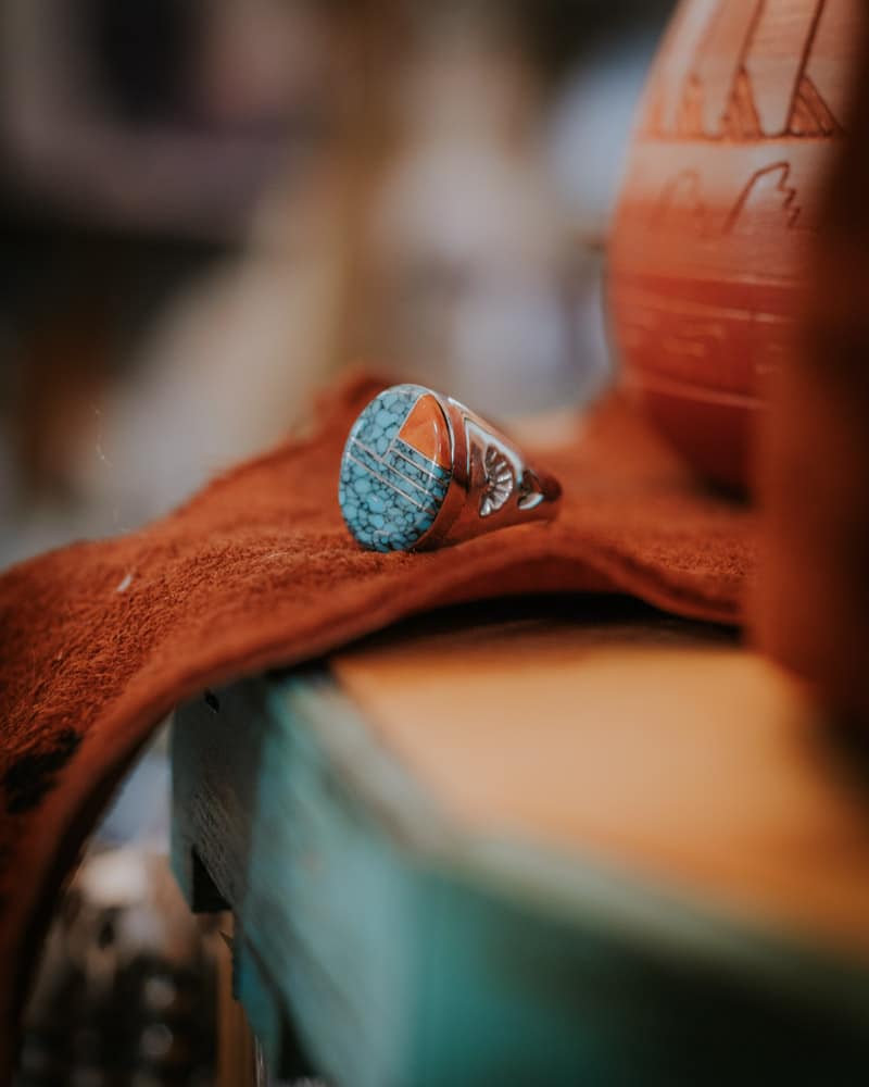 Kingman Turquoise &amp; Spiny Oyster Ring Sz. 11.5