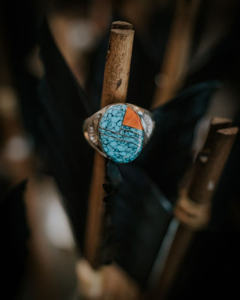 Kingman Turquoise &amp; Spiny Oyster Ring Sz. 11.5