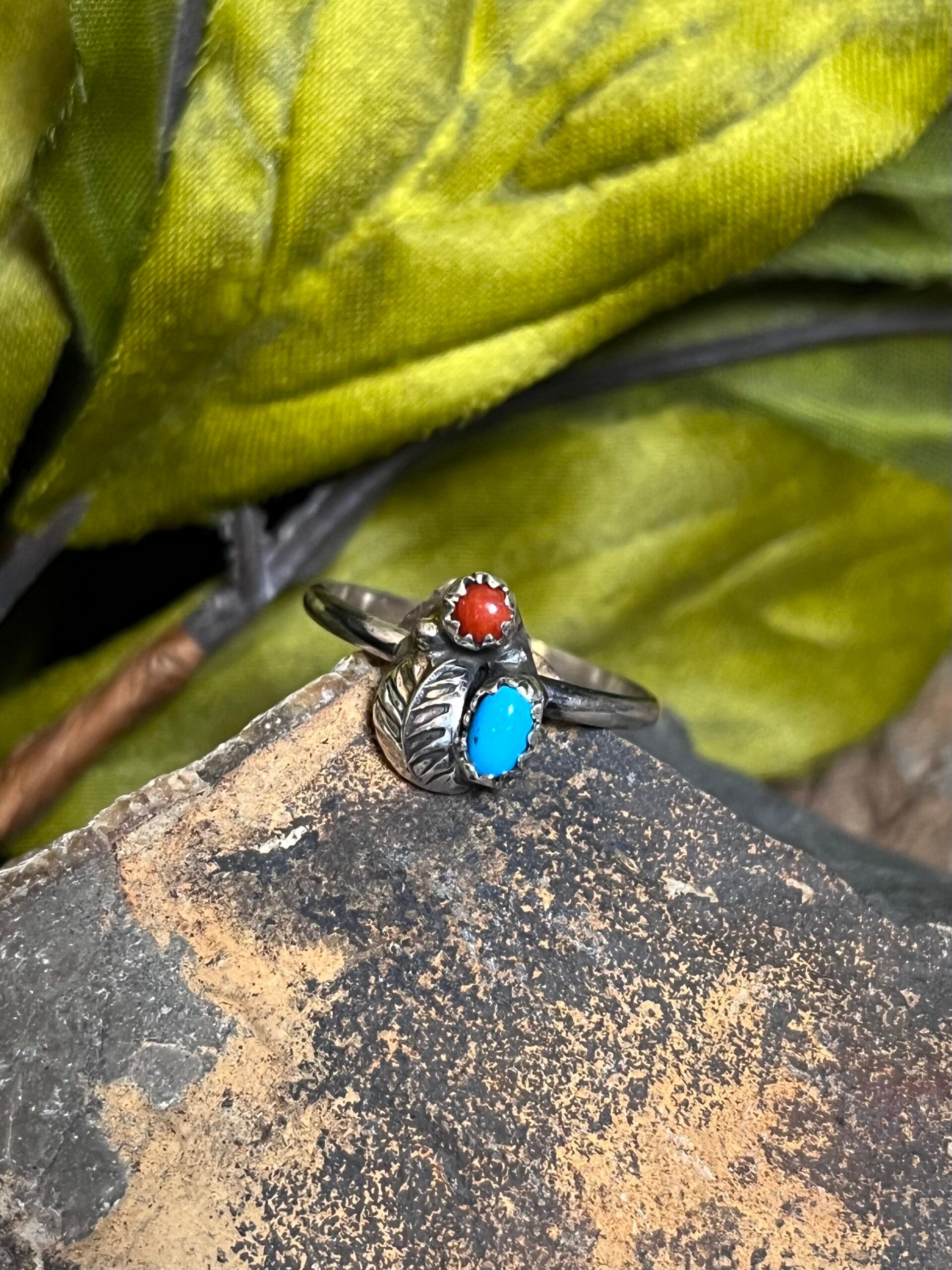 Sleeping Beauty &amp; Coral Ring - Various Sizes