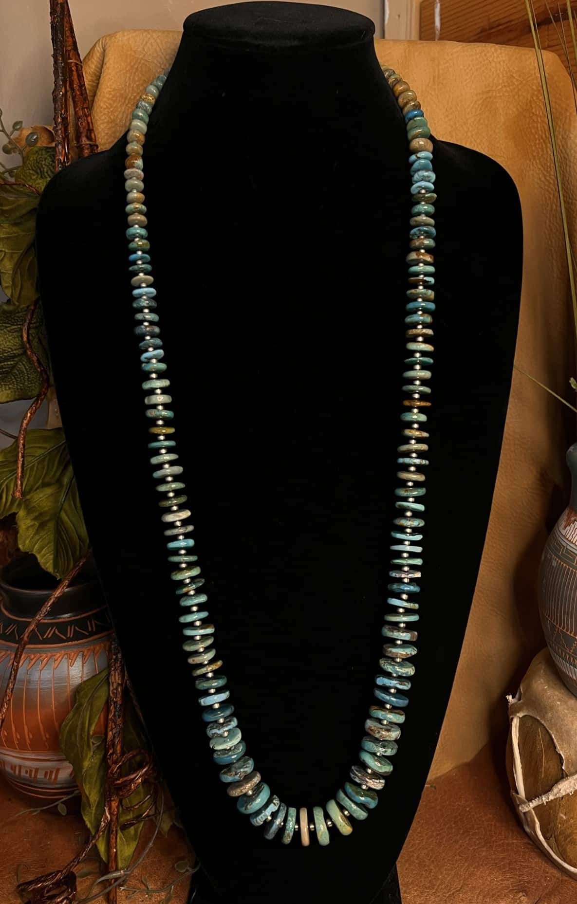 36 IN Royston Turquoise Necklace Heishi Necklace