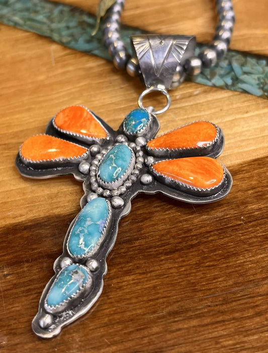 White Water Turquoise and Spiny Oyster Necklace