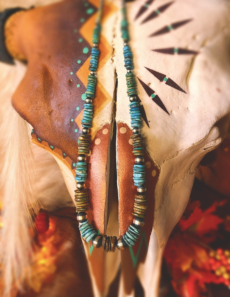 26in. Navajo Pearl and Royston Heishi Necklace