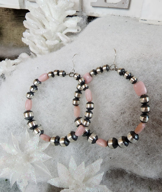 Navajo Pearl w/Peruvian  Pink Opal Earrings