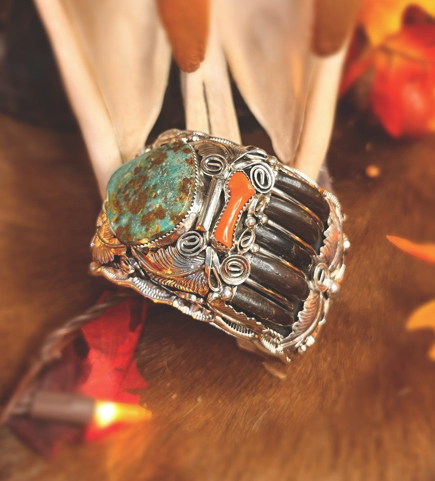 Royston Turquoise and Coral Bracelet
