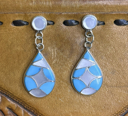 Sleeping BeautyTurquoise and Mother of Pearl Earrings