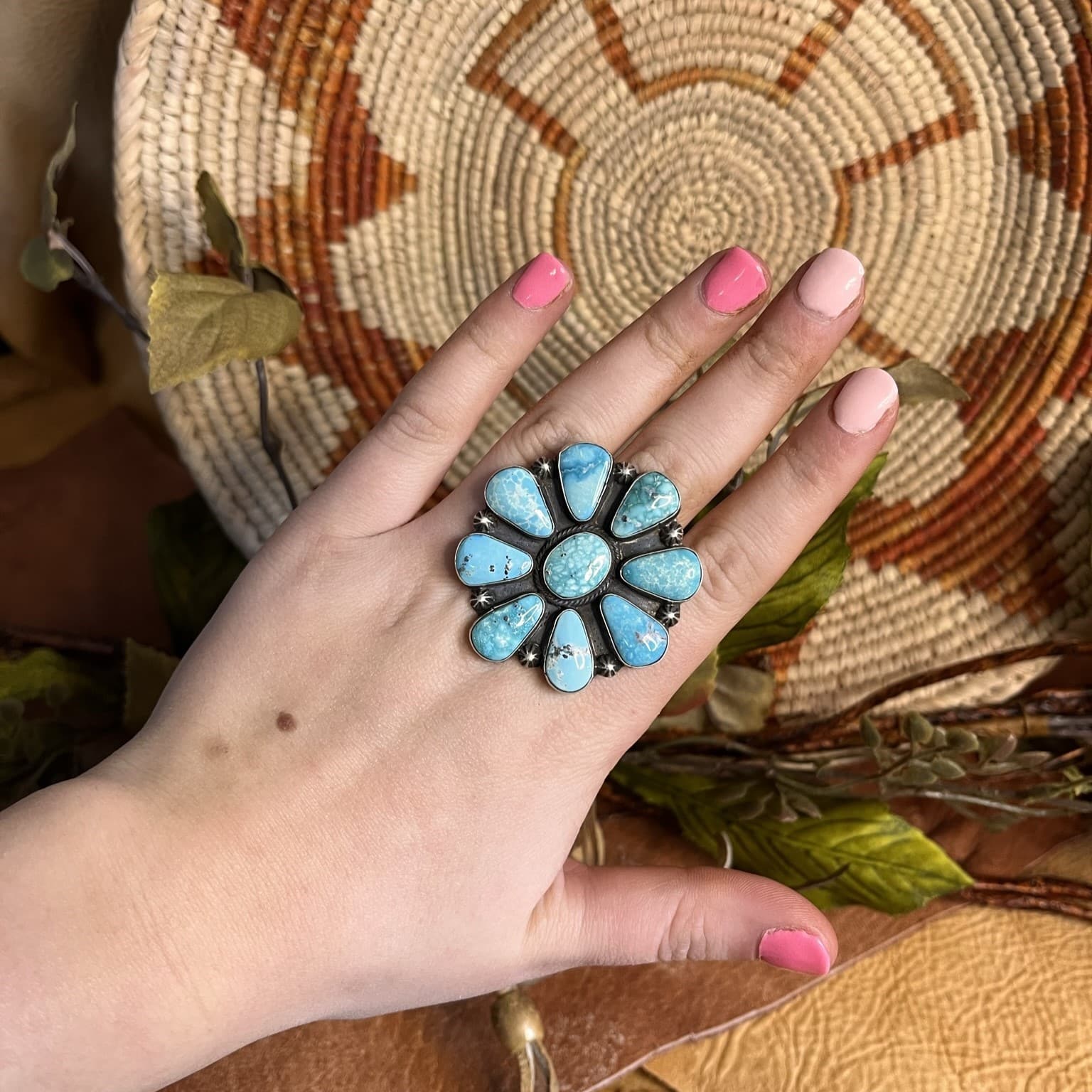 White Water Turquoise Ring Sz.10