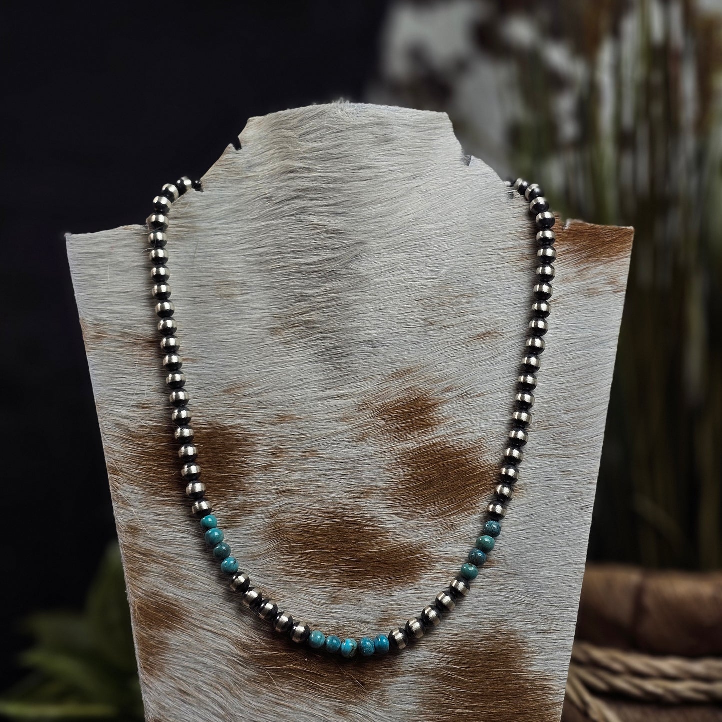 Navajo Pearl Necklace w/ Kingman Turquoise - Various Styles