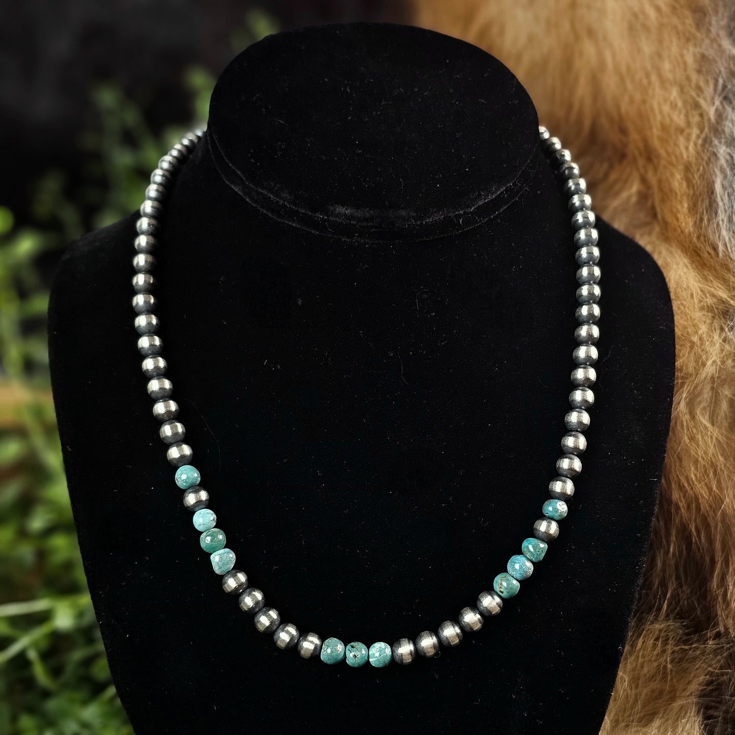 18in. Navajo Pearl Necklace w/ Kingman Turquoise - Various Styles