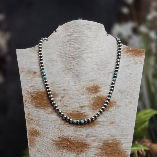 Navajo Pearl Necklace w/ Kingman Turquoise - Various Styles