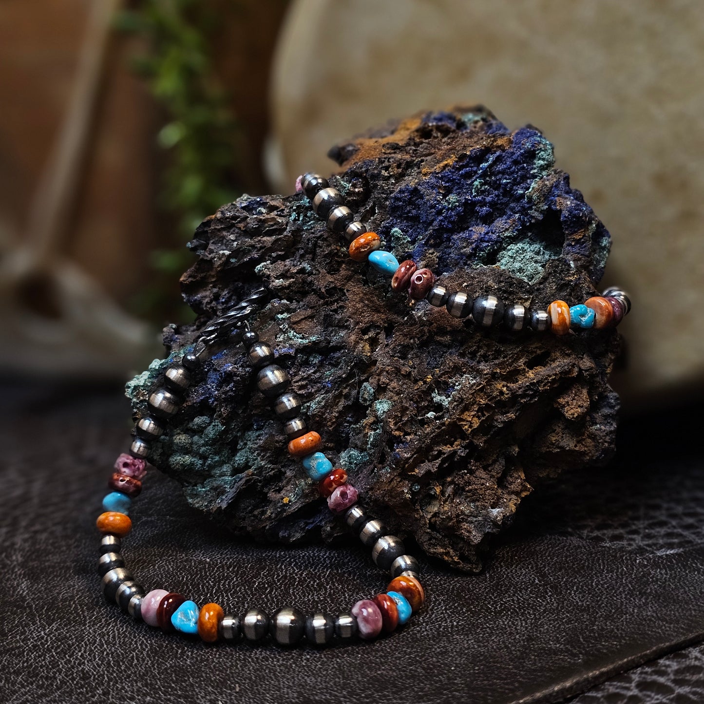 Navajo Pearl Bracelet w/ Kingman Turquoise and Spiny Oyster - Various Styles