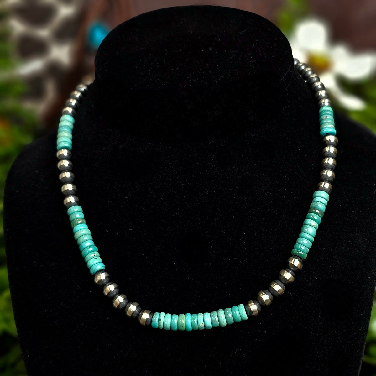 Navajo Pearl Necklace w/ Royston Turquoise Heishi Beads - Various Styles