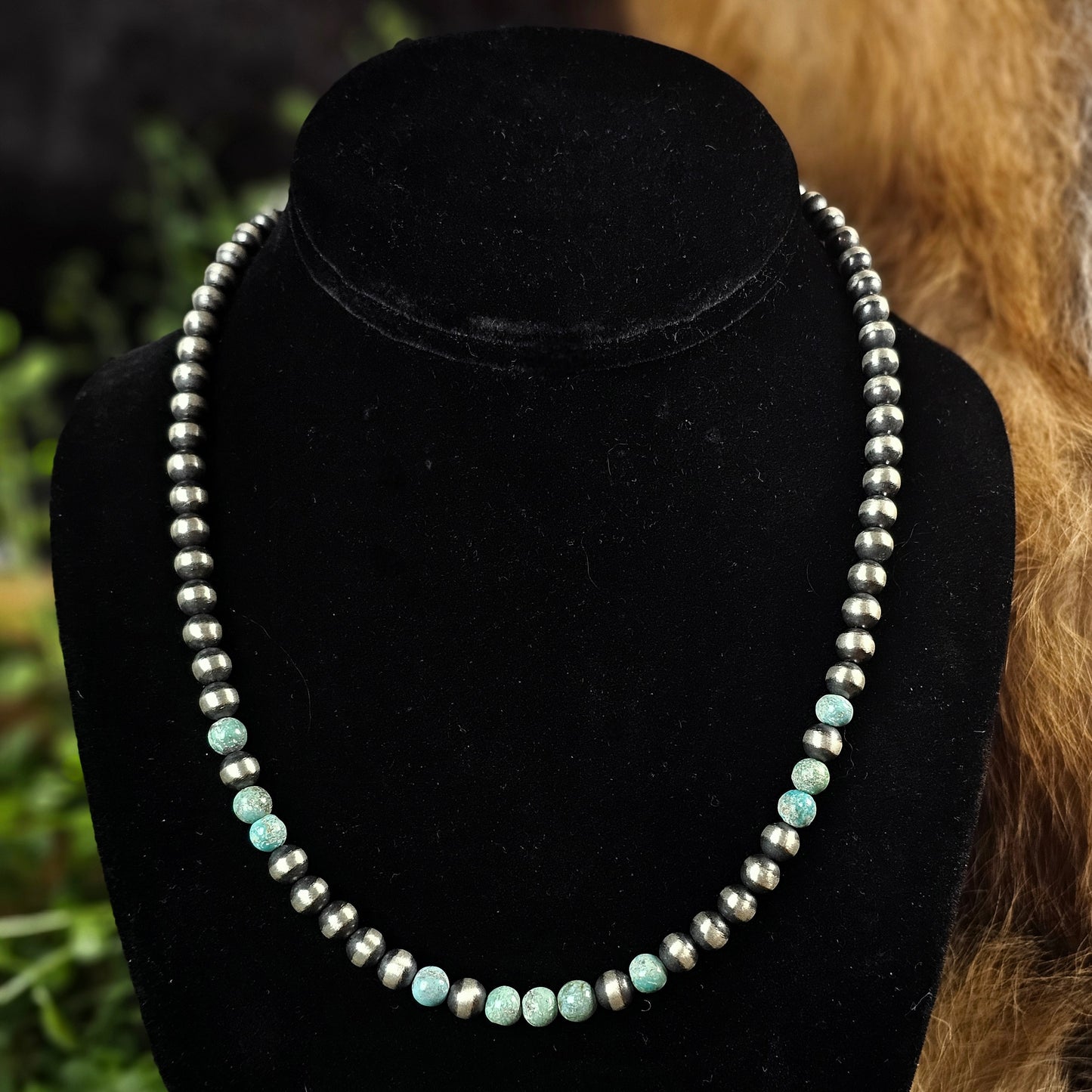 18in. Navajo Pearl Necklace w/ Kingman Turquoise - Various Styles