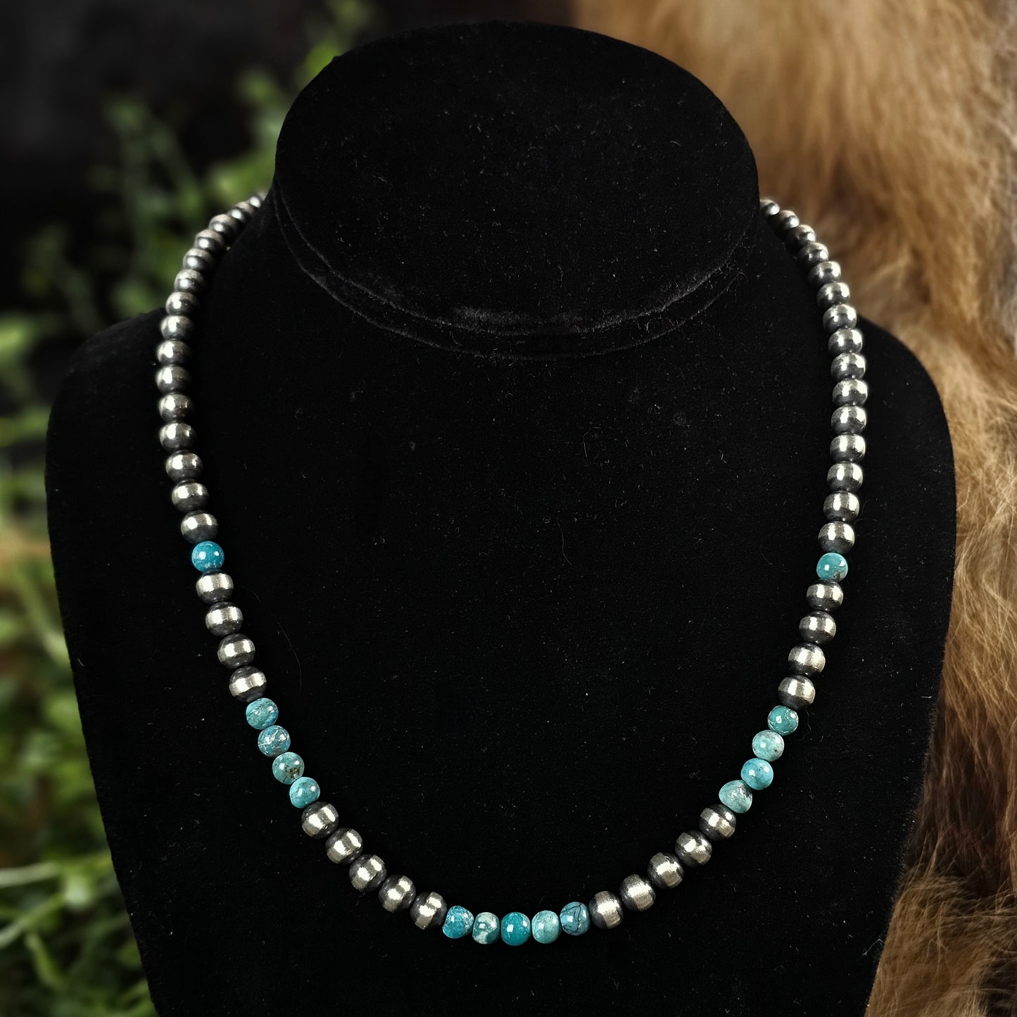 18in. Navajo Pearl Necklace w/ Kingman Turquoise - Various Styles